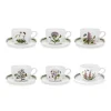 Portmeirion Botanic Garden Set of 6 Jumbo Cups & Saucers New