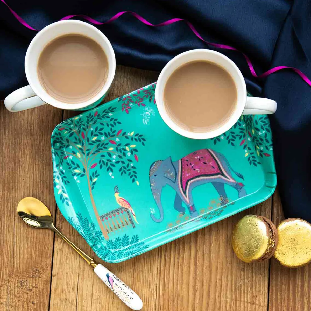 Pimpernel India Mug & Tray Set, Elephant's Oasis New