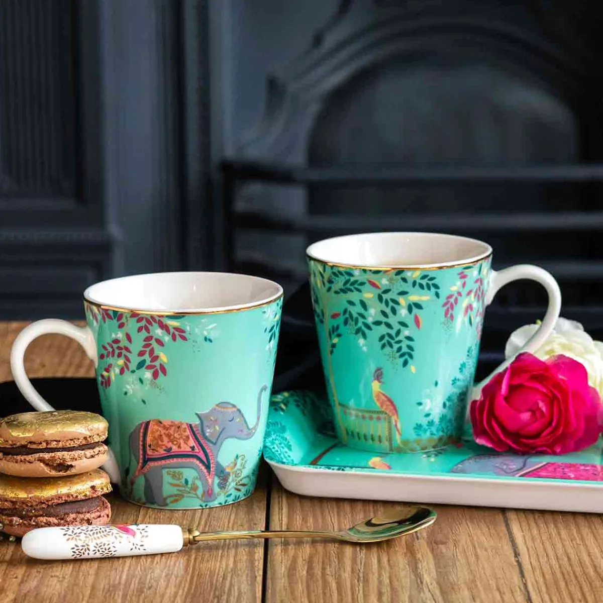 Pimpernel India Mug & Tray Set, Elephant's Oasis New