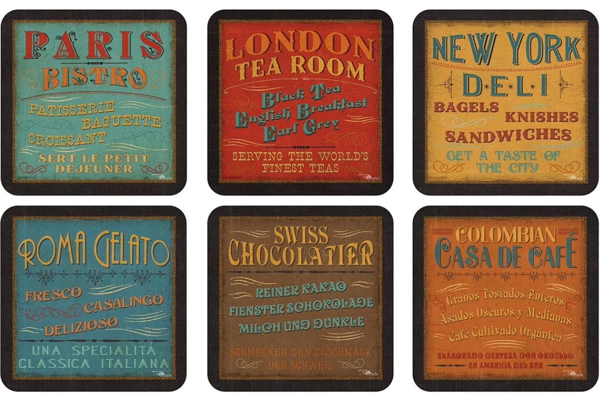 Pimpernel Lunchtime Set of 6 Coasters Outlet