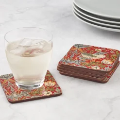 Pimpernel Morris and Co for Strawberry Thief Red Set of 6 Placemats and Coasters Outlet