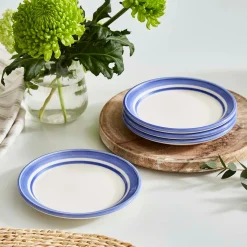 Portmeirion Potter's Stripe Set of 4 Bread Plates, Blue New