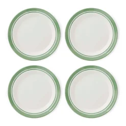 Portmeirion Potter's Stripe Set of 4 Dinner Plates, Green Hot