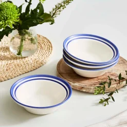 Portmeirion Potter's Stripe Set of 4 Oatmeal Bowls, Blue Sale