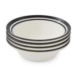 Portmeirion Potter's Stripe Set of 4 Oatmeal Bowls, Black Outlet