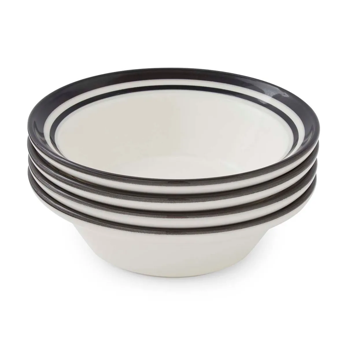 Portmeirion Potter's Stripe Set of 4 Oatmeal Bowls, Black Outlet