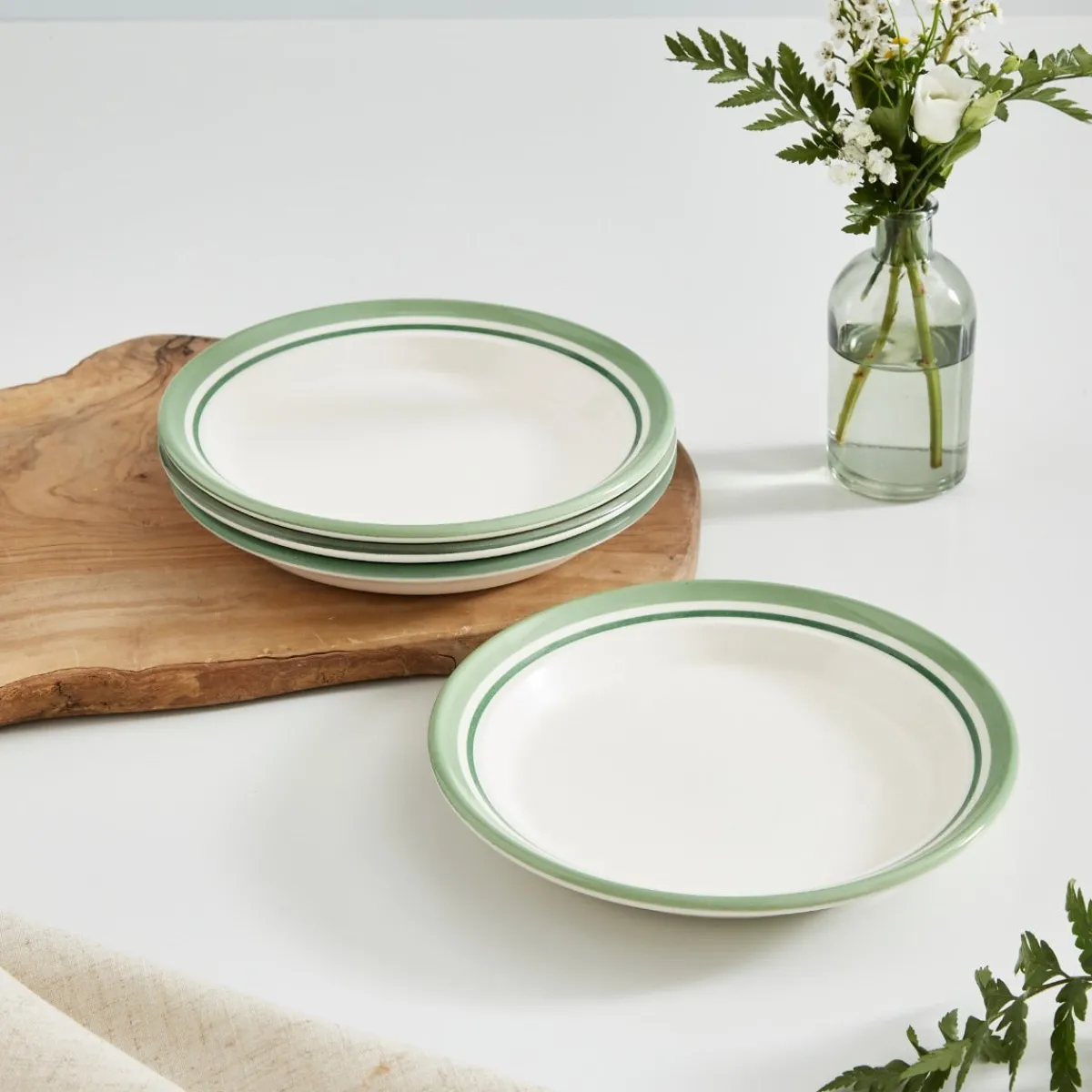 Portmeirion Potter's Stripe Set of 4 Side Plates, Green New