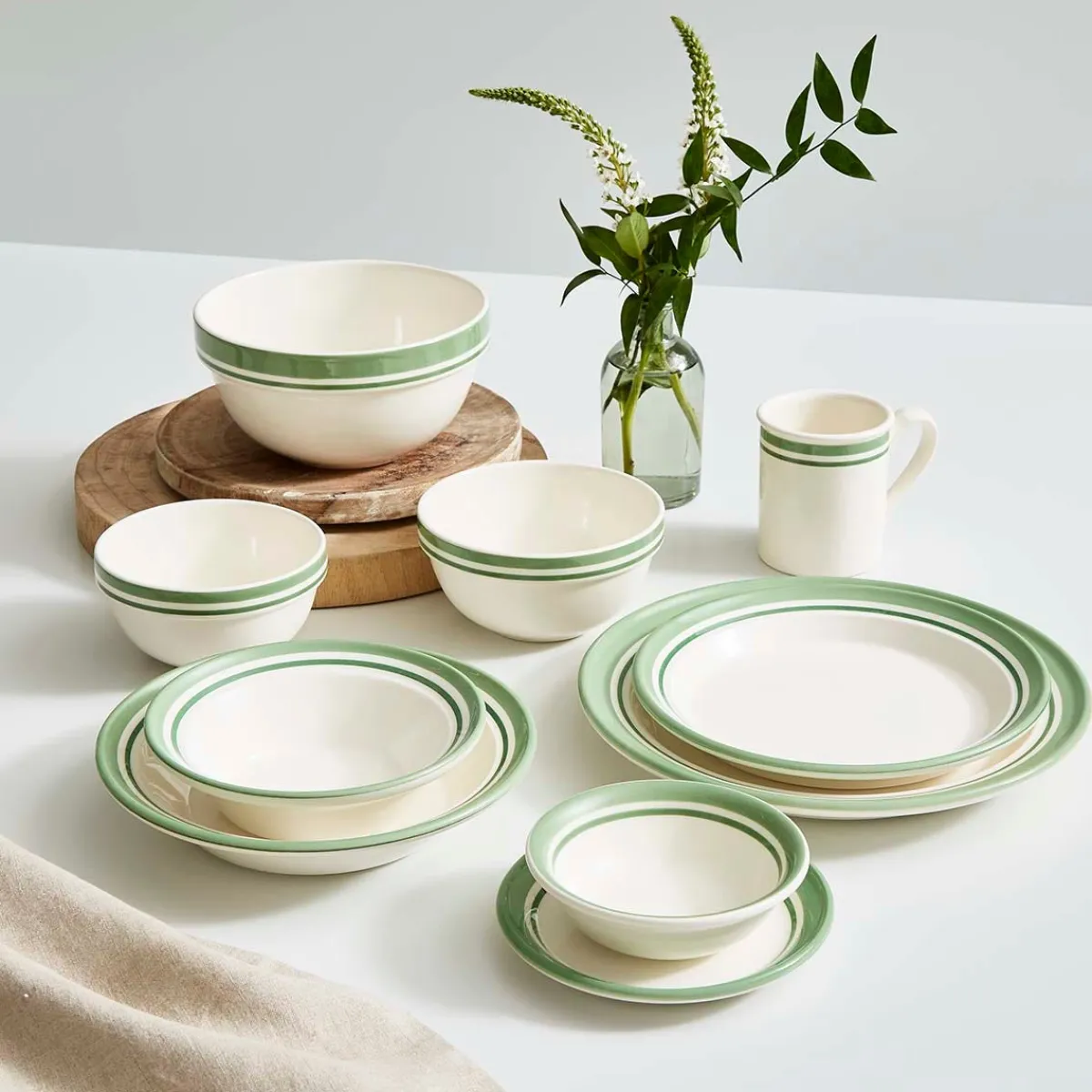 Portmeirion Potter's Stripe Set of 4 Side Plates, Green New