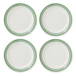 Portmeirion Potter's Stripe Set of 4 Side Plates, Green New