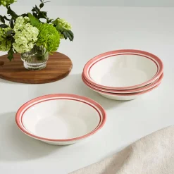 Portmeirion Potter's Stripe Set of 4 Soup Plates, Red Hot
