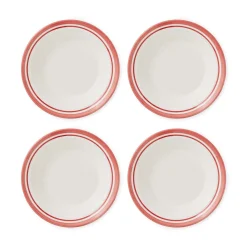 Portmeirion Potter's Stripe Set of 4 Soup Plates, Red Hot