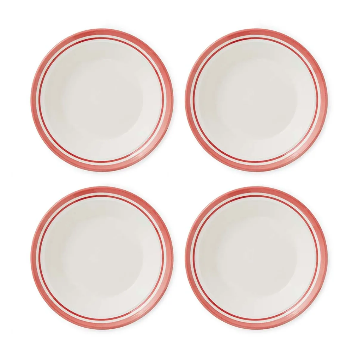 Portmeirion Potter's Stripe Set of 4 Soup Plates, Red Hot