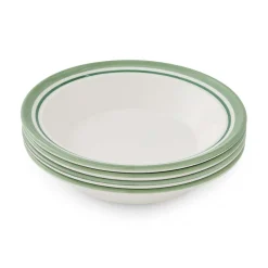 Portmeirion Potter's Stripe Set of 4 Soup Plates, Green New