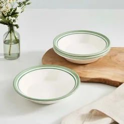 Portmeirion Potter's Stripe Set of 4 Soup Plates, Green New