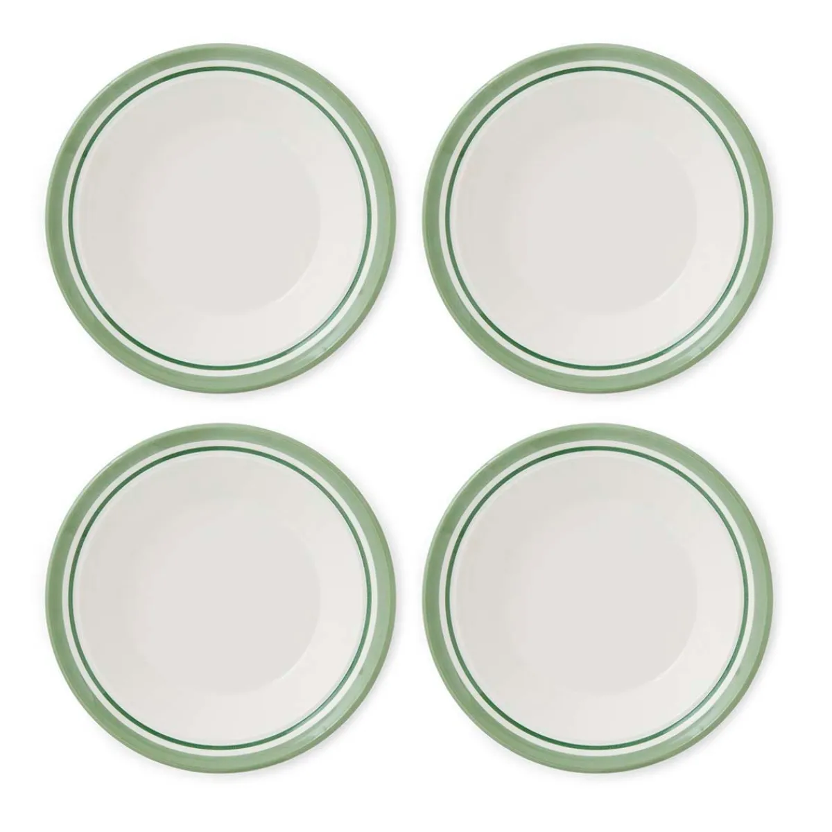 Portmeirion Potter's Stripe Set of 4 Soup Plates, Green New
