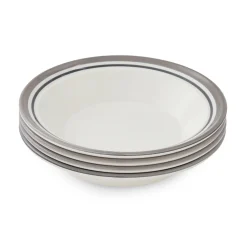 Portmeirion Potter's Stripe Set of 4 Soup Plates, Grey Clearance