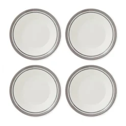Portmeirion Potter's Stripe Set of 4 Soup Plates, Grey Clearance