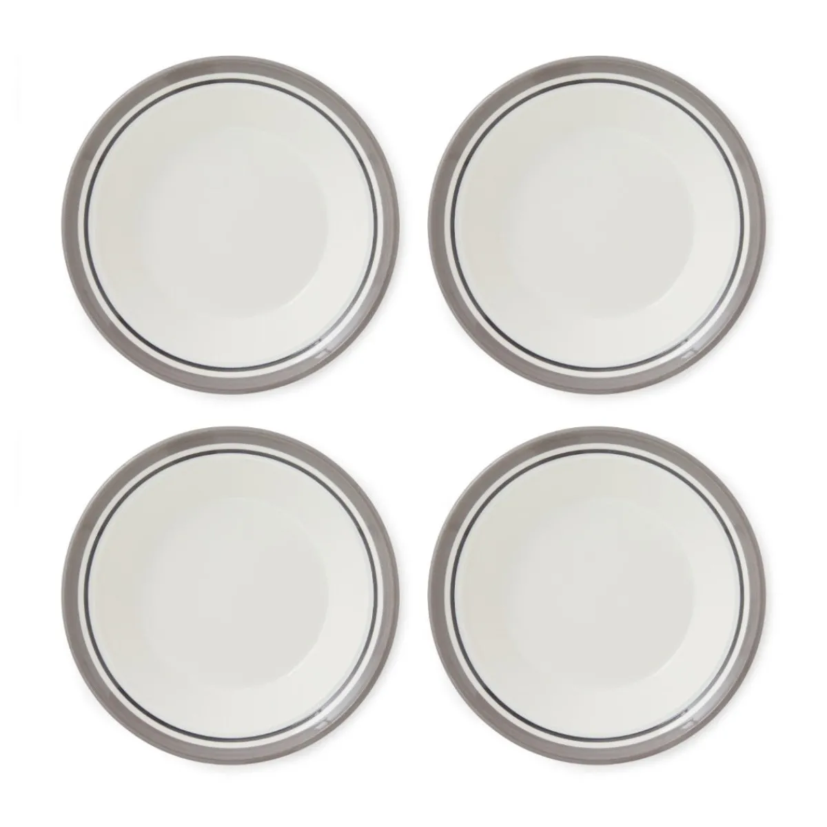 Portmeirion Potter's Stripe Set of 4 Soup Plates, Grey Clearance