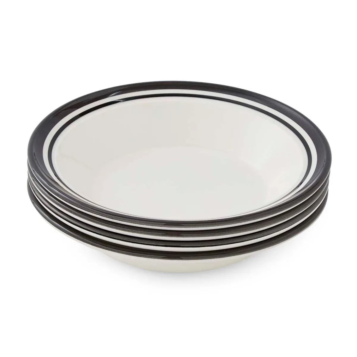 Portmeirion Potter's Stripe Set of 4 Soup Plates, Black Online