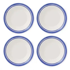 Portmeirion Potter's Stripe Set of 4 Soup Plates, Blue Hot