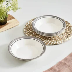 Portmeirion Potter's Stripe Soup Plate, Grey Hot