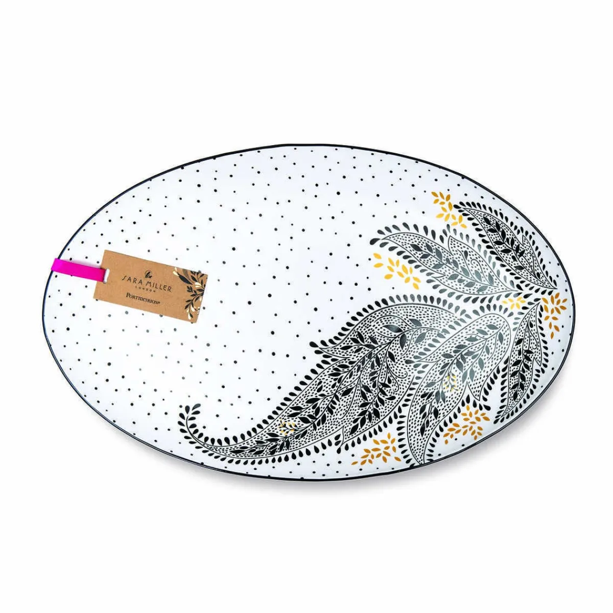 Portmeirion Sara Miller Artisanne Noir Large Serving Platter New