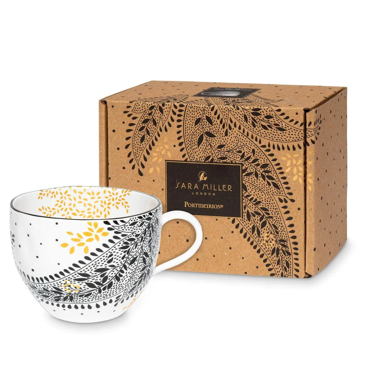 Portmeirion Sara Miller Artisanne Noir Mug, Paisley Outlet