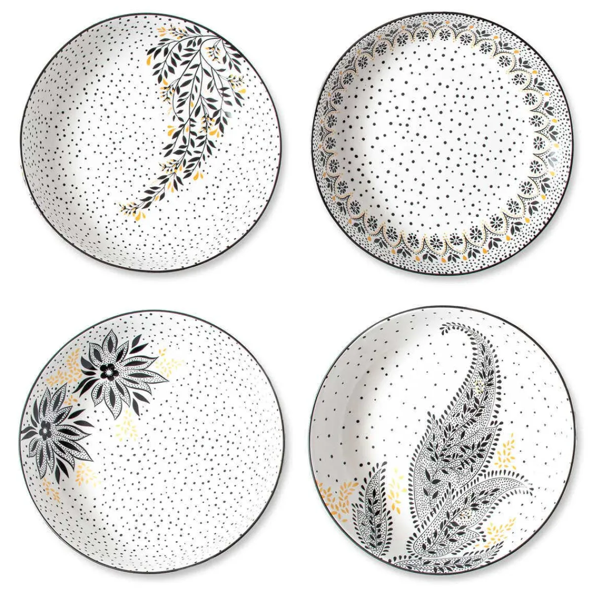 Portmeirion Sara Miller Artisanne Noir Set of 4 Pasta Bowls Hot