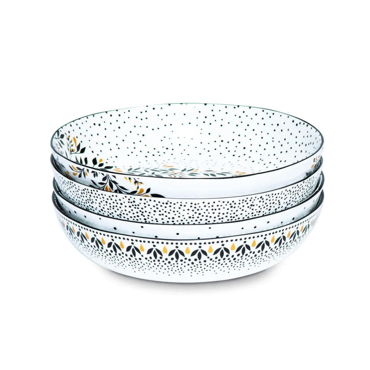 Portmeirion Sara Miller Artisanne Noir Set of 4 Pasta Bowls Hot