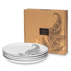 Portmeirion Sara Miller Artisanne Noir Set of 4 Dinner Plates Outlet