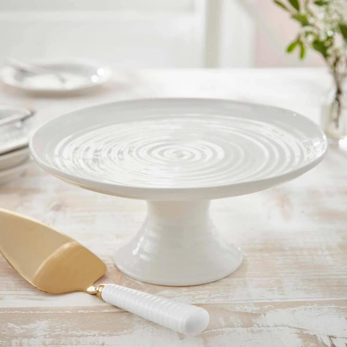 Portmeirion Sophie Conran Small Footed Cake Plate, White Clearance