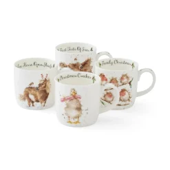 Royal Worcester Wrendale Designs Chistmas Gift Set of 4 Mugs Online