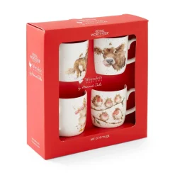 Royal Worcester Wrendale Designs Chistmas Gift Set of 4 Mugs Online